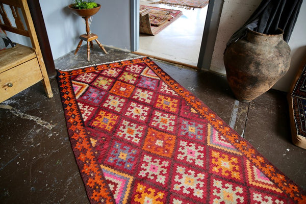 Old Uzbek Kilim Runner 4ft x 19.5ft