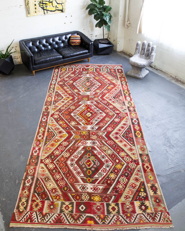 old rug, antique rug, earthy colors, faded colors, Turkish rug, vintage rug, flat weave, kilim rug, large area rug, square rug, Wild Shaman, Portland, Oregon, rug store, rug shop, local shop