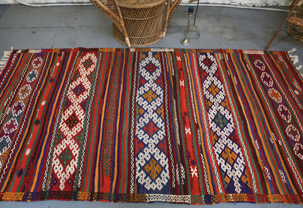 Vintage Anatolian Kilim 4.4ftx8.6ft