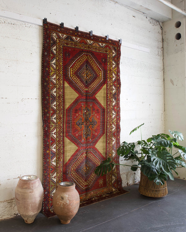 old rug, antique rug, Turkish rug, Portland, Oregon, rug store, rug shop, local shop, bright colors, wild shaman, large rug, area rug, red rug, bold color, burgundy, dark red