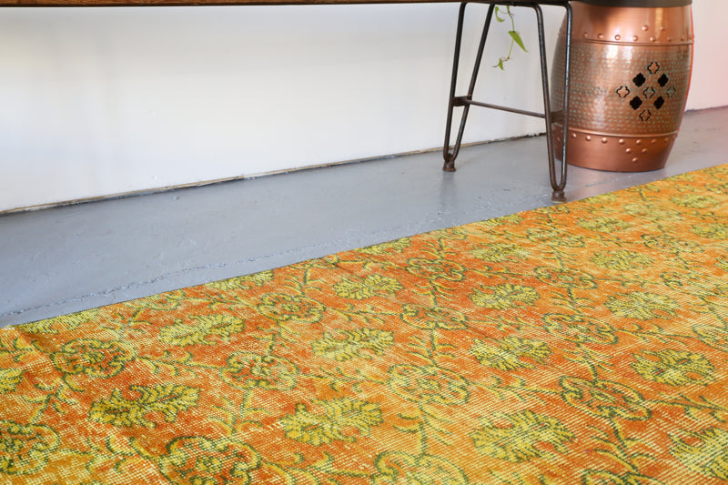 Vintage Overdyed Turkish Runner Rug in yellowy org. $450