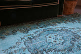 Vintage Turkish Overdyed Rug in Aegean Blue 4ftx7.3ft