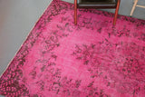 Vintage Turkish Overdyed Rug in Cotton-candy Pink 6ftx9.7ft