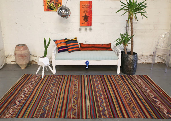 Old Anatolian Cicim Kilim 5ftx9.6ft