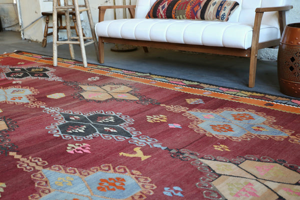 Vintage Sivas Sarkisla Kilim 6.10ftx13.4ft