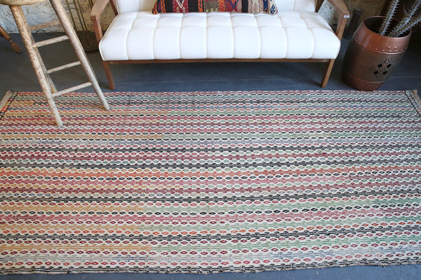 Vintage Turkish Aegean Cicim Kilim Rug 4'x9'8"