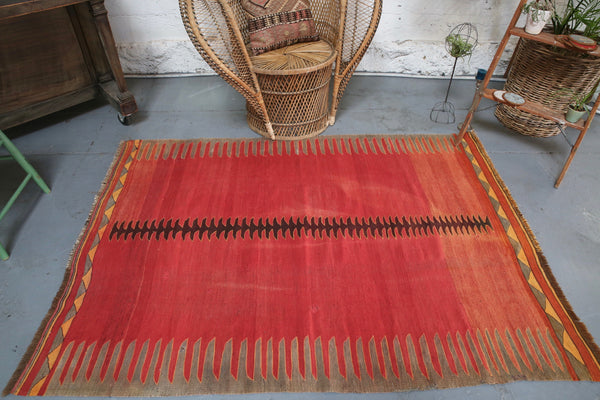 Old Bodrum Bos Kilim 4.6x6.3ft