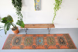 Vintage Konya Sille Turkish Runner Rug 3.2ftx11.4ft