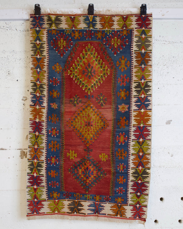 Turkish rug, vintage rug, flat weave, kilim rug, large area rug, square rug, Wild Shaman, Portland, Oregon, rug store, rug shop, local shop,  bright colors, area rug, red rug, bold color, antique