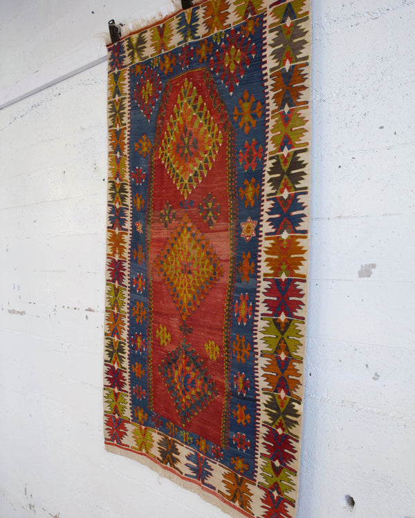 Turkish rug, vintage rug, flat weave, kilim rug, large area rug, square rug, Wild Shaman, Portland, Oregon, rug store, rug shop, local shop,  bright colors, area rug, red rug, bold color, antique