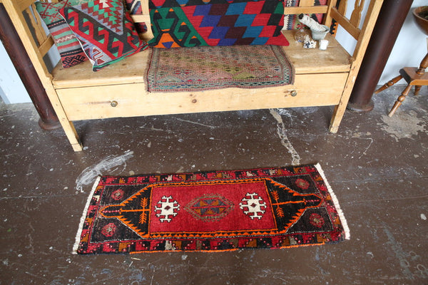 Old Mini Turkish Rug 1.7x4.4ft