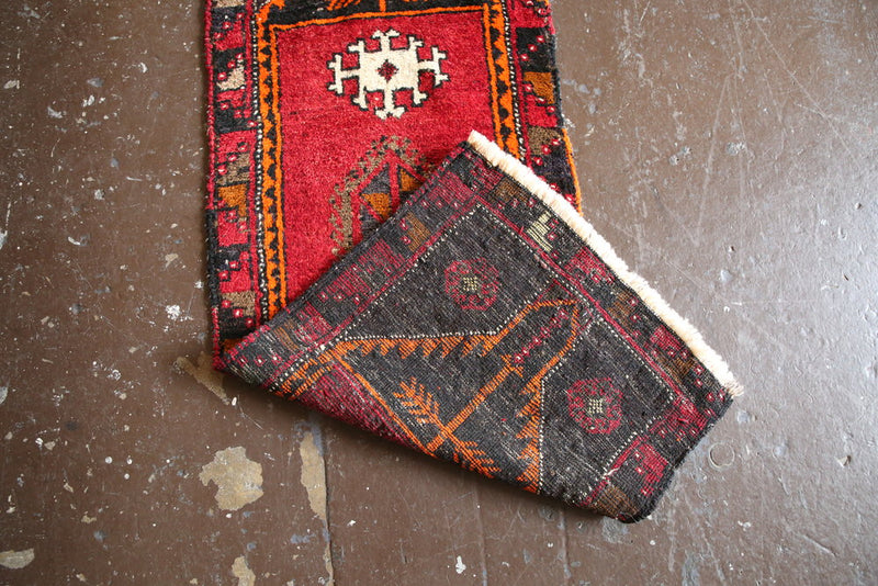 Old Mini Turkish Rug 1.7x4.4ft