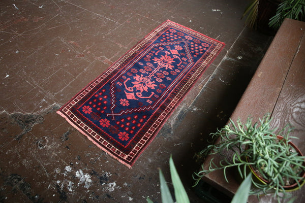 Old Mini Turkish Rug 2x4.2ft