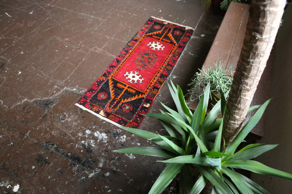 Old Mini Turkish Rug 1.7x4.2ft