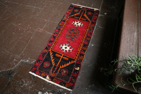 Old Mini Turkish Rug 1.7x4.2ft