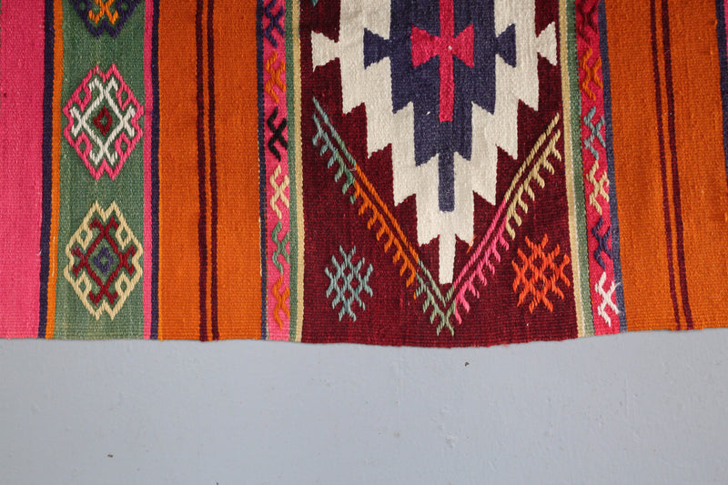 Turkish rug, vintage rug, portland, rug shop, bright colors, wild shaman, runner rug, bold color, Portland, Oregon, rug store, rug shop, local shop, hallway runner, skinny runner, flat weave