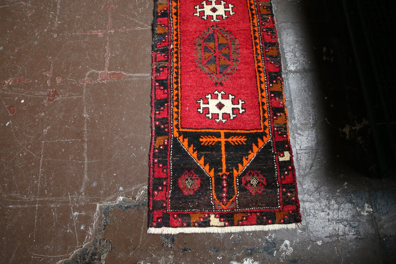 Old Mini Turkish Rug 1.7x4.2ft