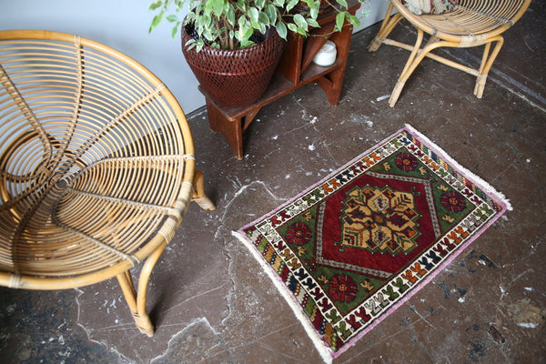 Old Mini Turkish Rug 1.9ftx3.1ft