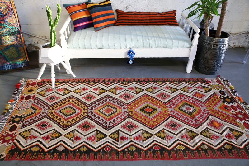 Old Oushak Esme Kilim 3.7ftx7.9ft