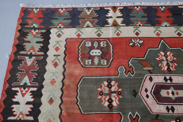 Old Edirne Kilim 6.4ftx9.3ft