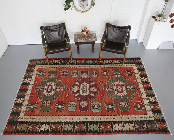 Old Edirne Kilim 6.4ftx9.3ft