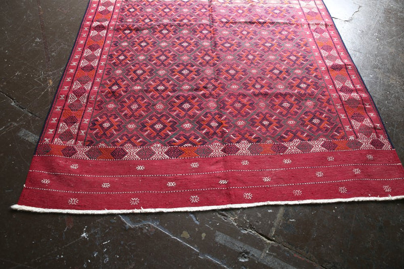 Vintage Yomut Turkmen Kilim 5.3x7.9ft