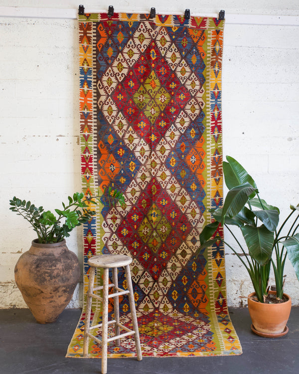 Turkish rug, vintage rug, flat weave, kilim rug, large area rug, square rug, Wild Shaman, Portland, Oregon, rug store, rug shop, local shop,  bright colors, area rug, red rug, bold color