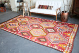 Vintage Mersin Mut Kilim 5.8ftx10.8ft