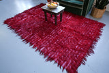 shaggy rug, tulu rug, red, portland rug store, turkish rug, vintage rug, vintage kilim, flat weave