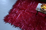 shaggy rug, tulu rug, red, portland rug store, turkish rug, vintage rug, vintage kilim, flat weave