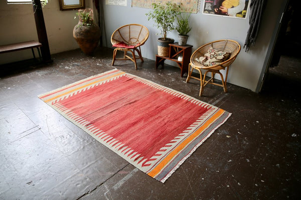 Vintage Bodrum Bos Kilim 4.7ft x 7.1ft