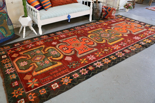 Vintage Kars Kilim 5.6ftx12.2ft