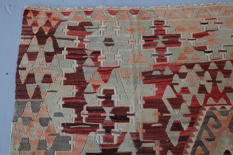 vintage rug, portland rug store, rustic red, turkish rug, flat weave, portland, Oushak kilim