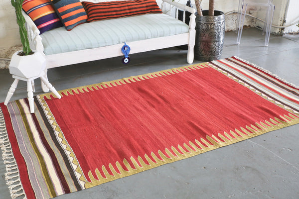 Old Bodrum Bos Kilim 4.4ftx8ft