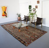 Oushak kilim, brown, antique rug, portland rug store, flat weave, rustic rug, authentic rug, bohemian decor
