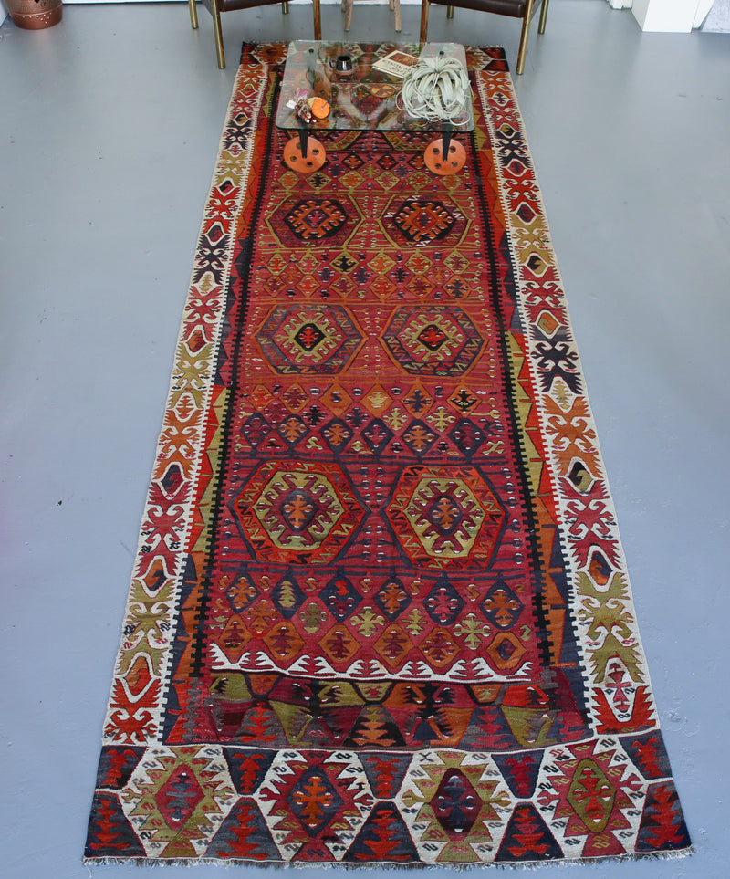 red, nigde kilim, old kilim rug, antique rugs, turkish rug, portland rug store, flat weave, large area rug