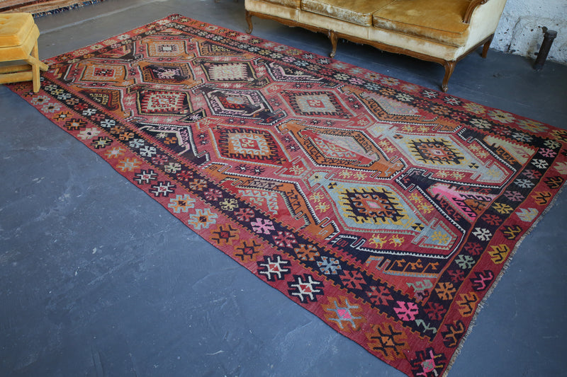 antique kilim rug, red, kayseri kilim rug, old kilim rug, turkish rug, flat weave, area rug, wild shaman, portland rug store, rug shop portland