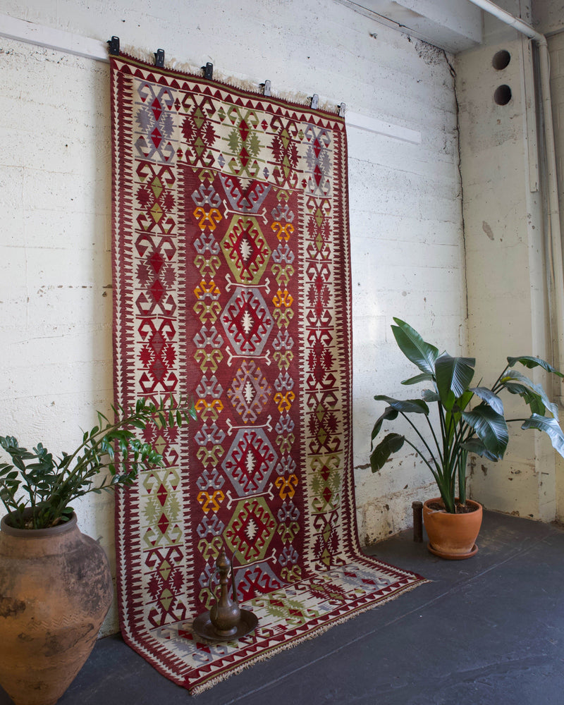 old rug, antique rug, earthy colors, faded colors, Turkish rug, vintage rug, flat weave, kilim rug, large area rug, square rug, Wild Shaman, Portland, Oregon, rug store, rug shop, local shop