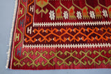 orange, red, olive green, kilim, kilim rug, vintage rug, portland rug store, flat weave