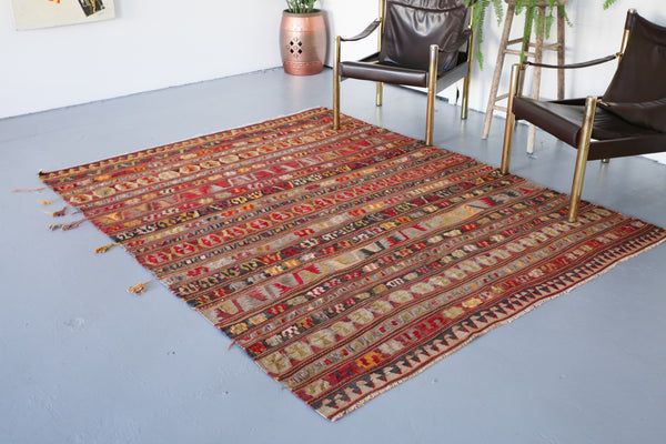 Old Konya Karapınar Kilim 6ftx7.7ft