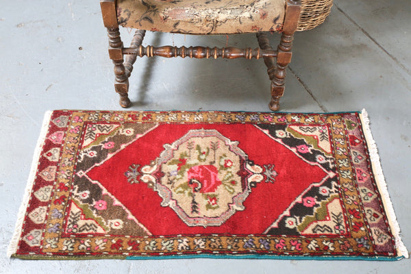 Vintage Mini Turkish Rug 23inx47in