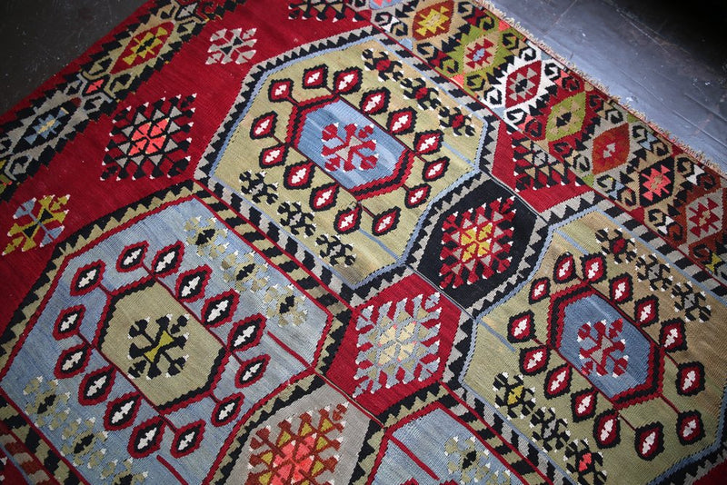 Vintage Sivas Kilim 6.9ftx12.8ft