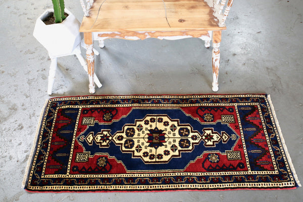 Vintage Mini Turkish Rug 23inx52in