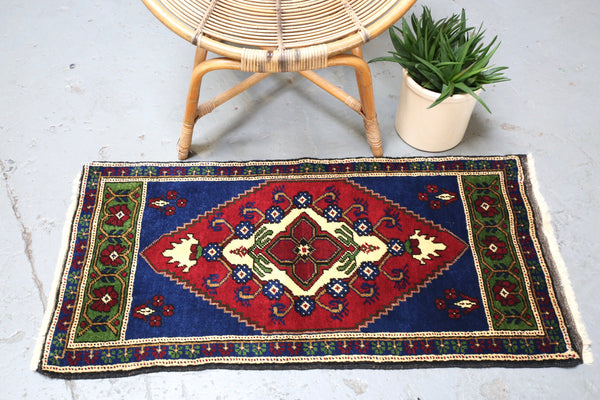 Vintage Mini Turkish Rug 22inx44in