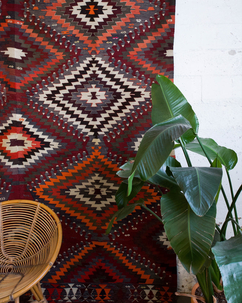 Turkish rug, vintage rug, flat weave, kilim rug, large area rug, square rug, Wild Shaman, Portland, Oregon, rug store, rug shop, local shop,  bright colors, area rug, red rug, bold color