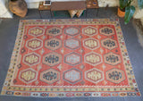 old rug, antique rug, earthy colors, faded colors, Turkish rug, vintage rug, flat weave, kilim rug, large area rug, square rug, Wild Shaman, Portland, Oregon, rug store, rug shop, local shop