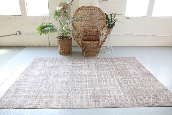 Vintage Overdyed Isparta Rug in Ash 5.10ftx9.4ft