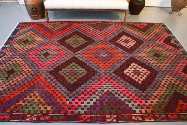 Vintage Aegean Cicim Kilim 6.2ftx9.7ft