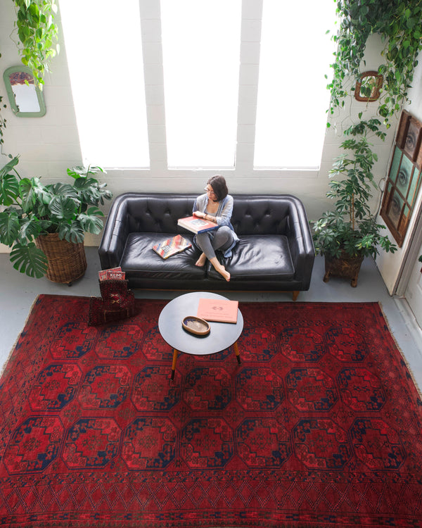 old rug, antique rug, Turkish rug, Portland, Oregon, rug store, rug shop, local shop, bright colors, wild shaman, large rug, area rug, red rug, bold color, burgundy, dark red