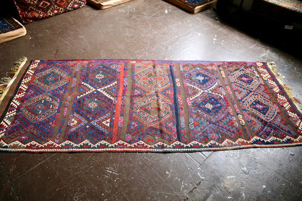 Old Kurdish Herki Kilim Runner 3.3ftx6.10ft